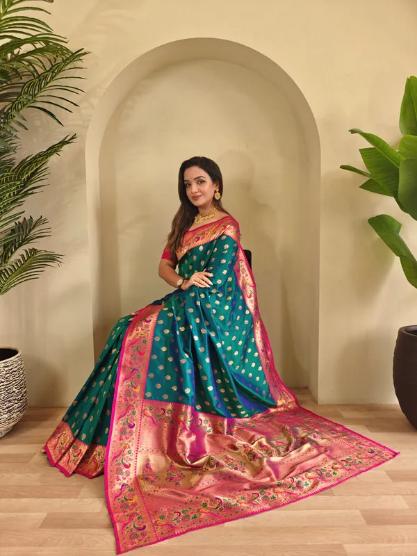 Teal_Art_Silk_Saree_For_Women