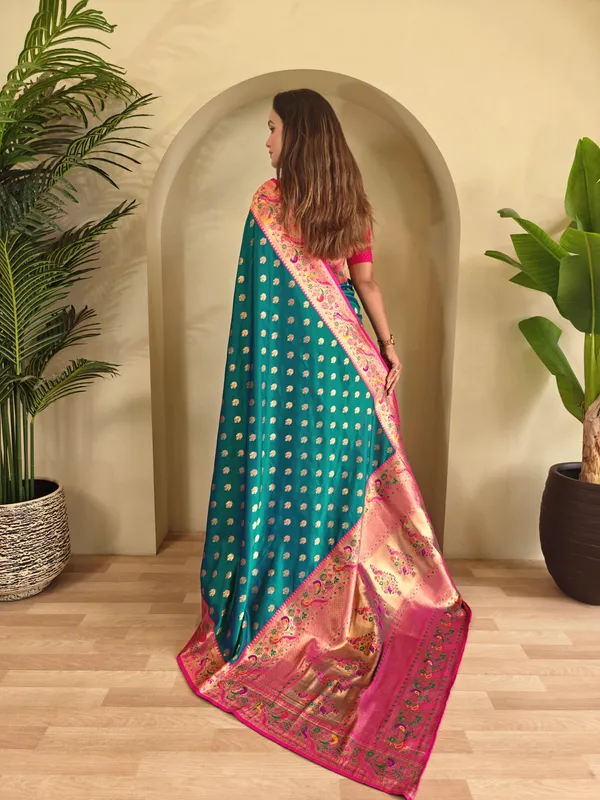 Teal_Art_Silk_Saree_For_Women