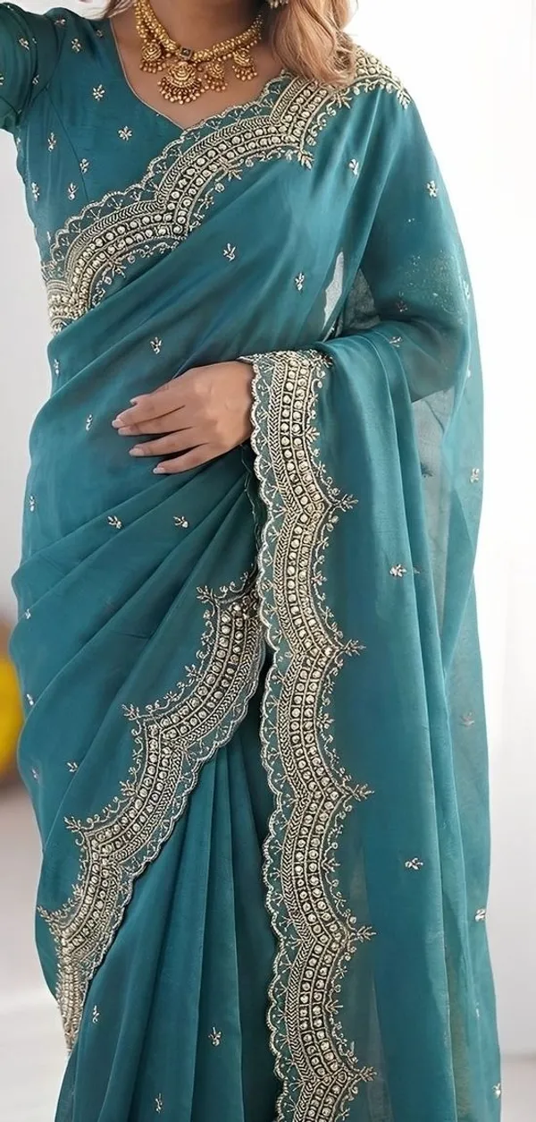Ocean_Blue_Poly_Georgette_Saree_For_Women