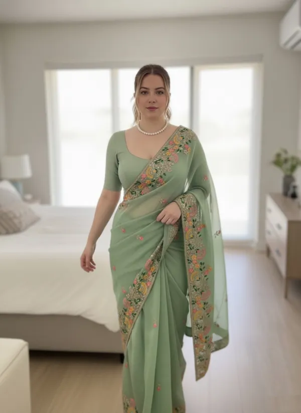 Sea_Green_Silk_Blend_Saree_For_Women