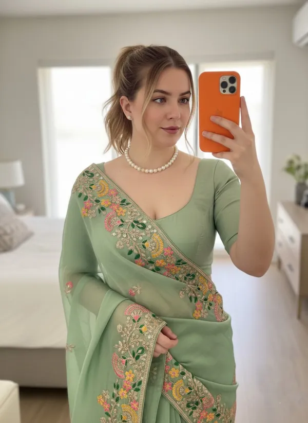 Sea_Green_Silk_Blend_Saree_For_Women