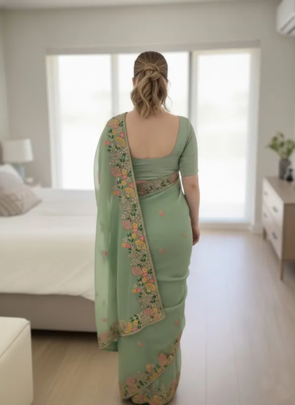 Sea_Green_Silk_Blend_Saree_For_Women