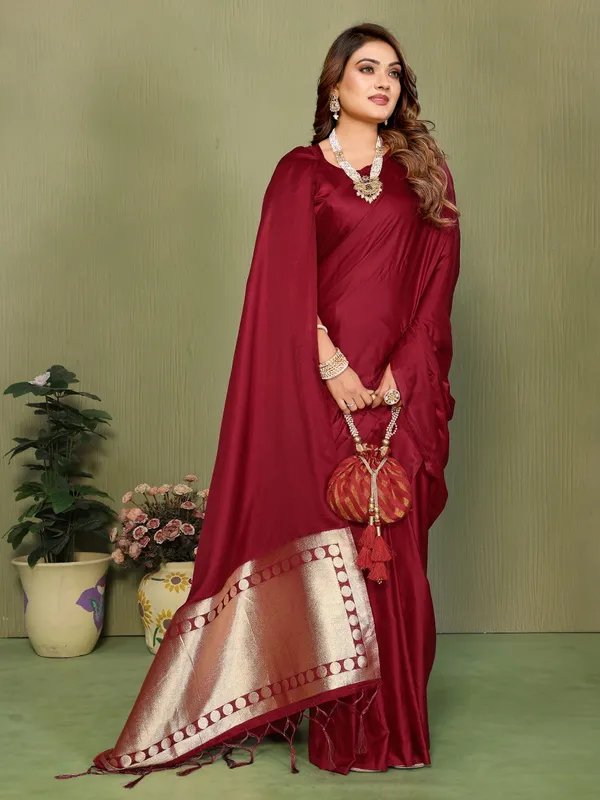 Maroon_Satin_Saree_For_Women