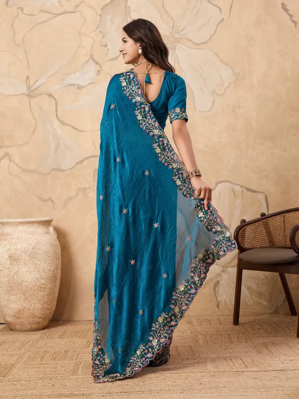 Blue_Pure_Chiffon_Saree_For_Women