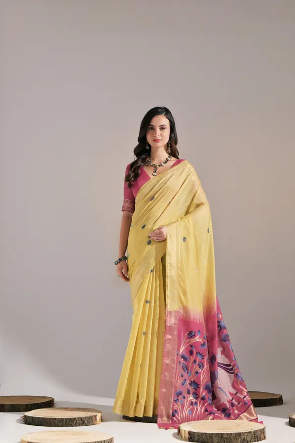 Yellow_Muga_Pure_Cotton_Saree_For_Women