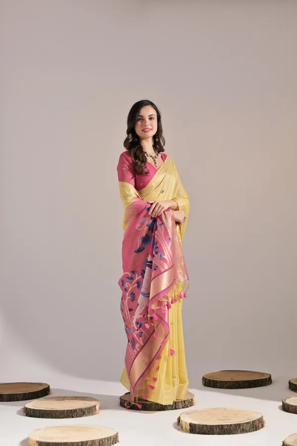 Yellow_Muga_Pure_Cotton_Saree_For_Women