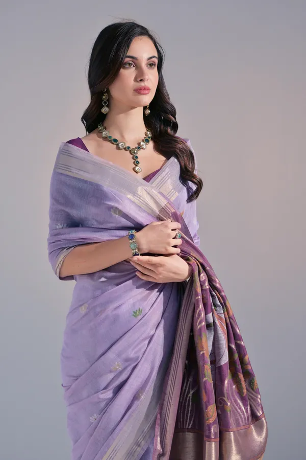 Lavender_Pure_Cotton_Saree_For_Women