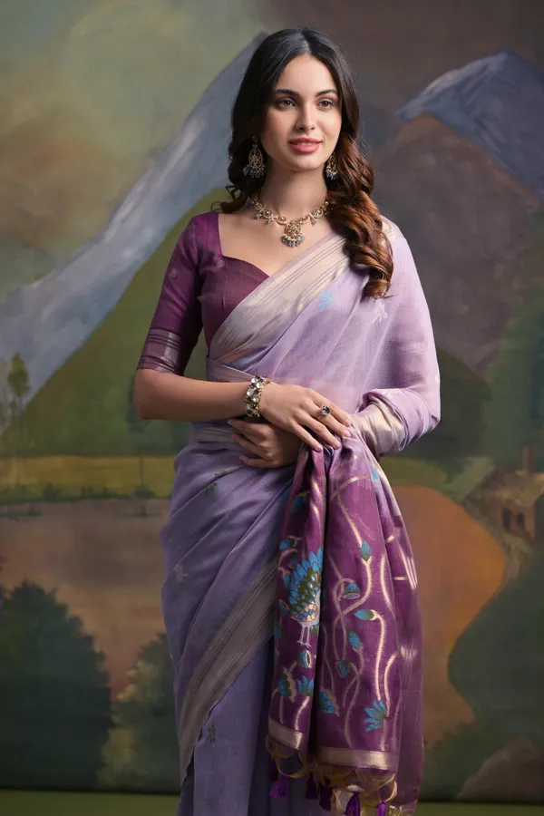 Lavender_Pure_Cotton_Saree_For_Women