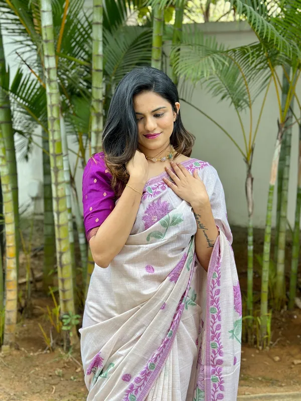 Lavender_Pure_Cotton_Saree_For_Women