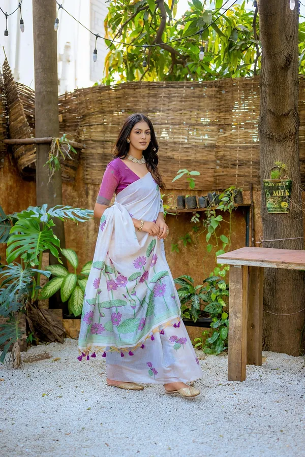 Lavender_Pure_Cotton_Saree_For_Women