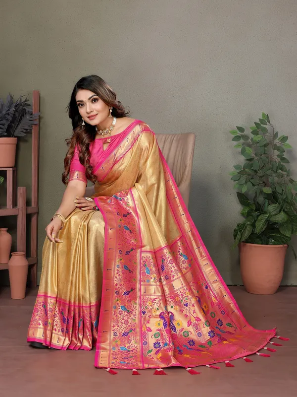Gold_Toned_Tissue_Saree_For_Women