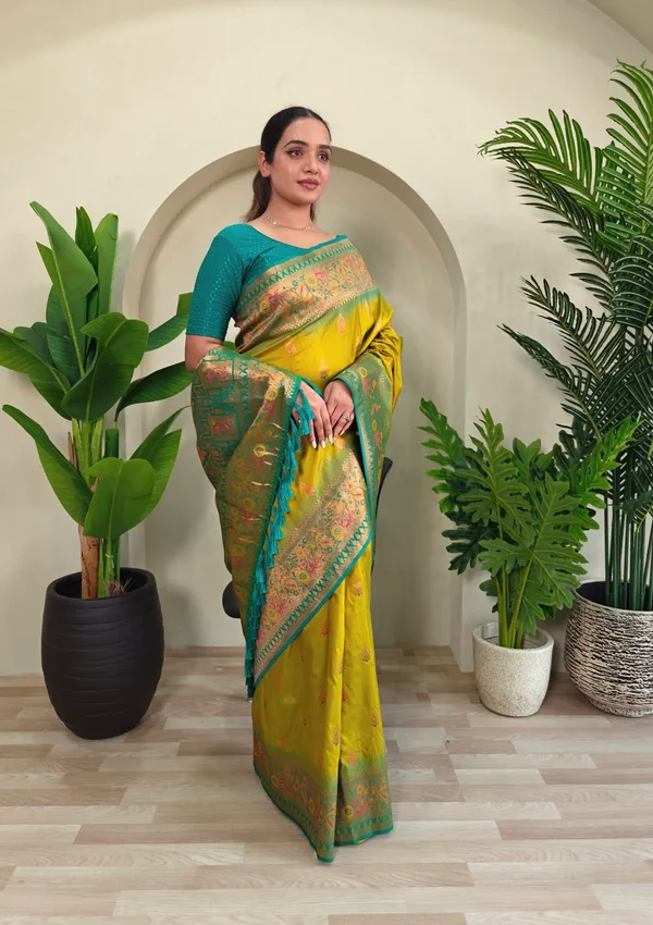 Lime_Green_Art_Silk_Saree_For_Women