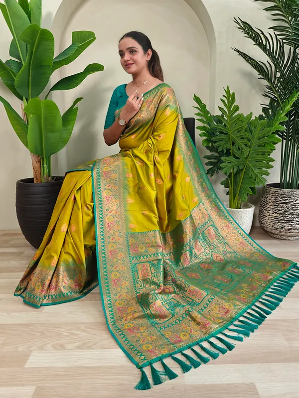 Lime_Green_Art_Silk_Saree_For_Women