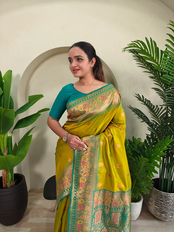Lime_Green_Art_Silk_Saree_For_Women