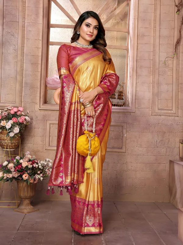 Gold_Toned_Tissue_Saree_For_Women