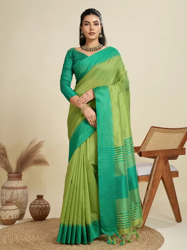 Green_Silk_Blend_Saree_For_Women