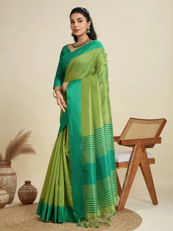 Green_Silk_Blend_Saree_For_Women