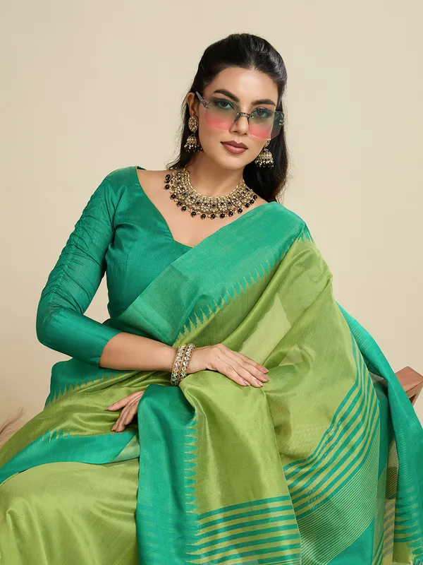 Green_Silk_Blend_Saree_For_Women