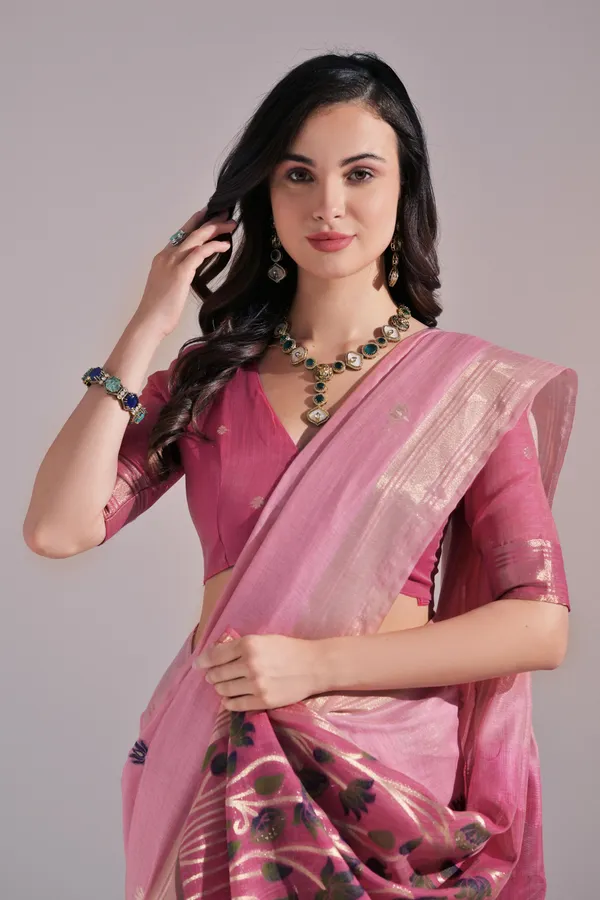 Pink_Pure_Cotton_Saree_For_Women