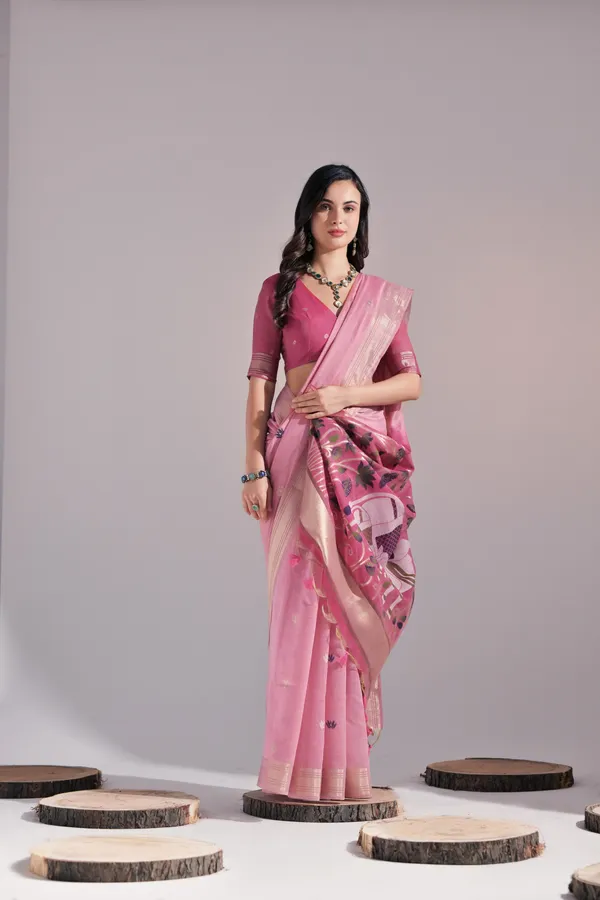 Pink_Pure_Cotton_Saree_For_Women
