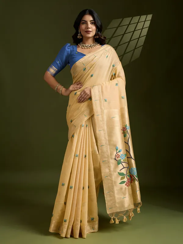 Yellow_Pure_Cotton_Saree_For_Women
