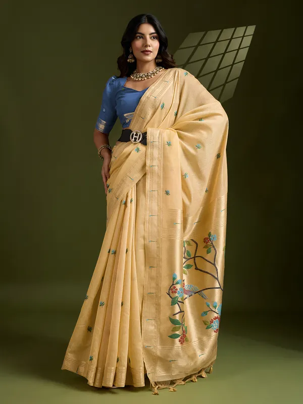 Yellow_Pure_Cotton_Saree_For_Women