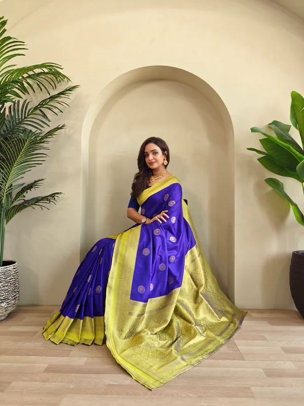 Blue_And_Green_Art_Silk_Saree_For_Women
