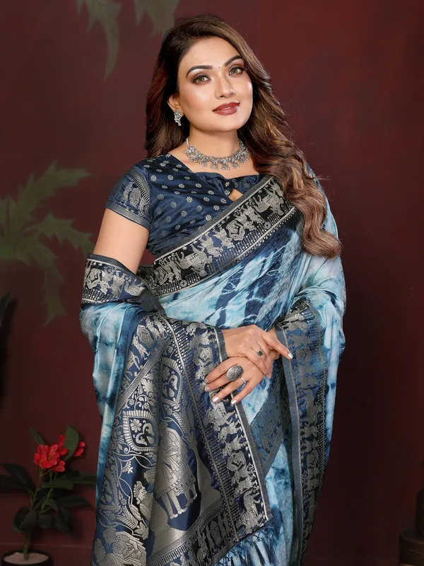 Blue_Satin_Saree_For_Women