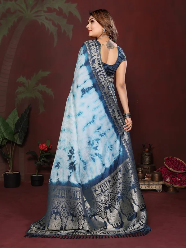 Blue_Satin_Saree_For_Women