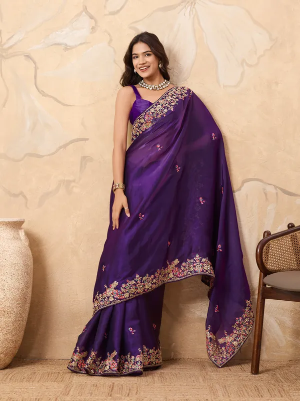 Purple_Pure_Chiffon_Saree_For_Women