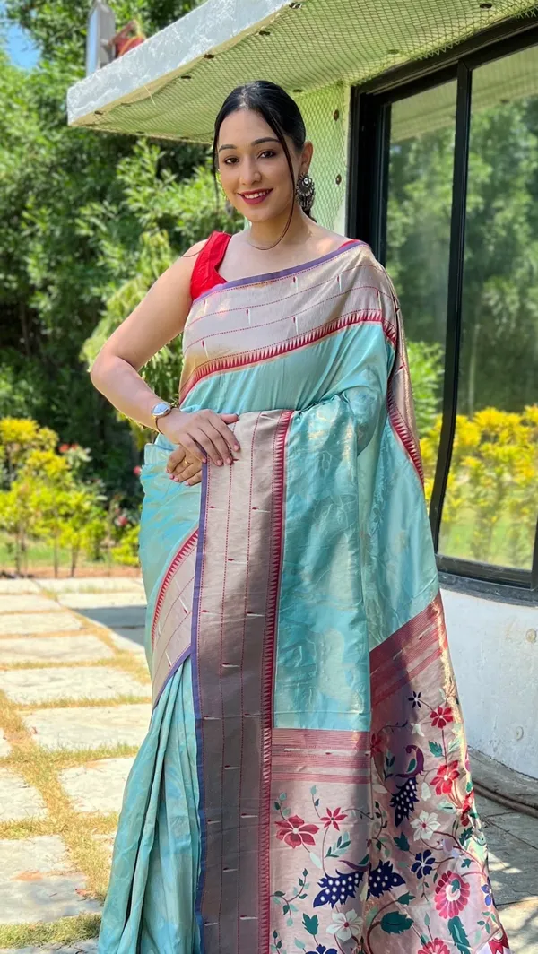 Turquoise_Art_Silk_Saree_For_Women