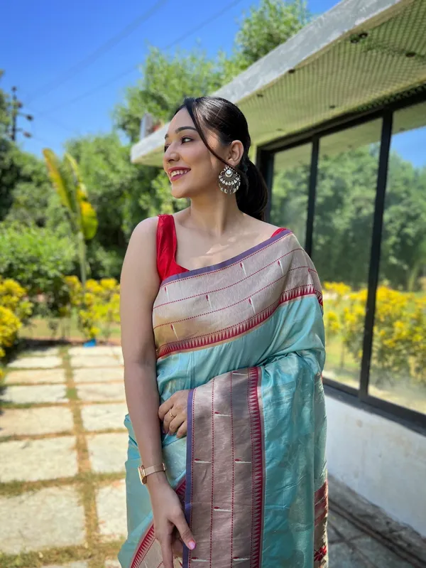 Turquoise_Art_Silk_Saree_For_Women