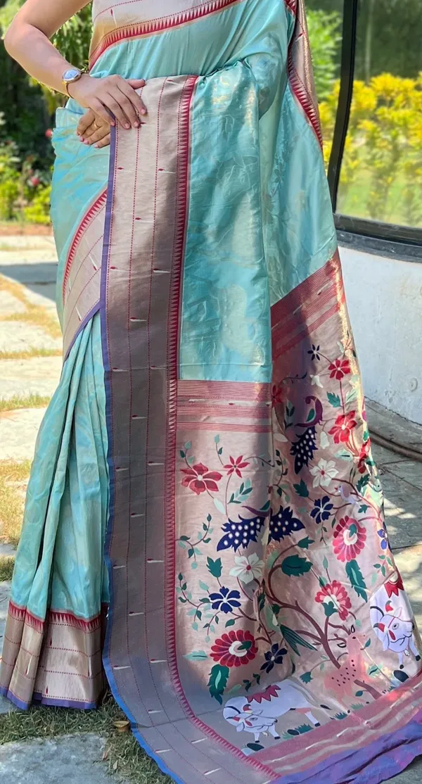 Turquoise_Art_Silk_Saree_For_Women