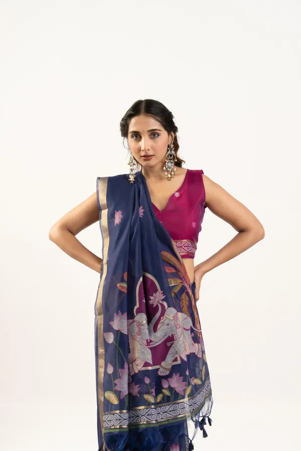 Blue_Muga_Pure_Cotton_Saree_For_Women