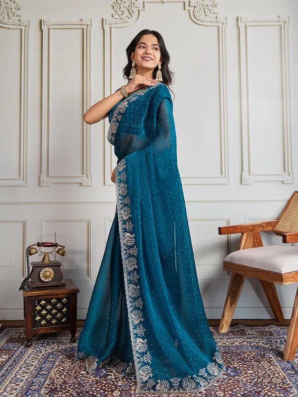 Blue_Pure_Chiffon_Saree_For_Women