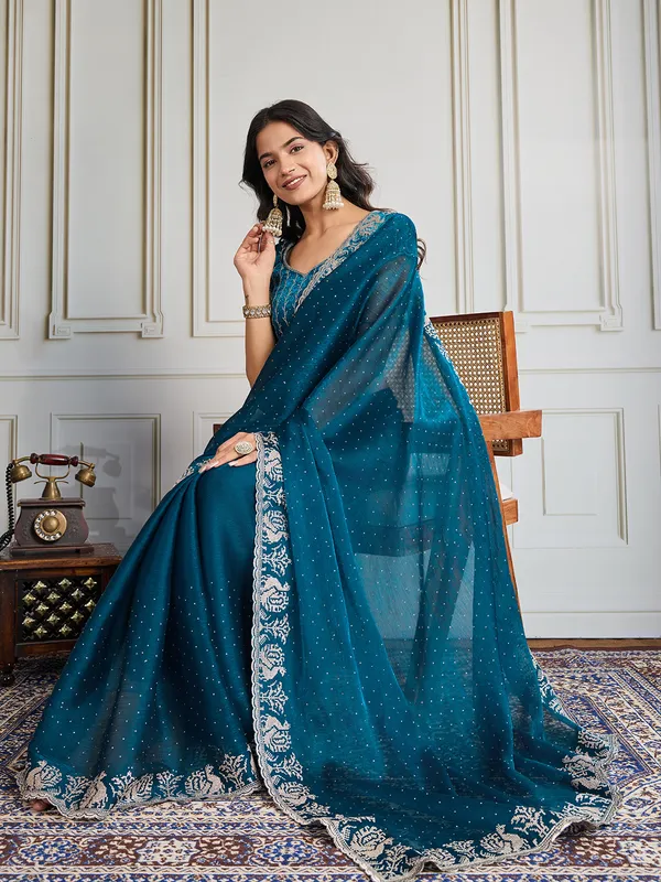 Blue_Pure_Chiffon_Saree_For_Women