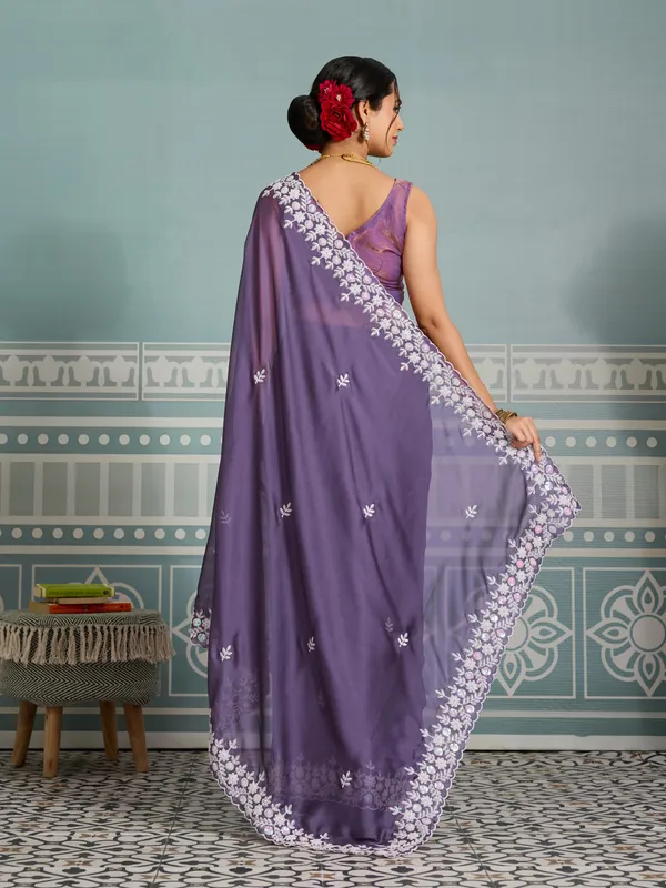 Purple_Silk_Blend_Saree_For_Women