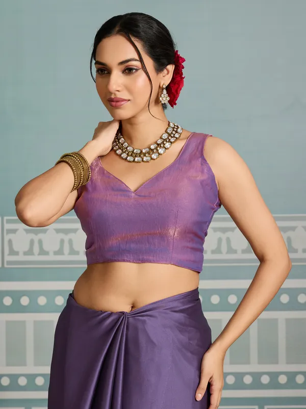 Purple_Silk_Blend_Saree_For_Women