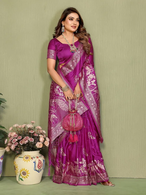 Purple_Satin_Saree_For_Women