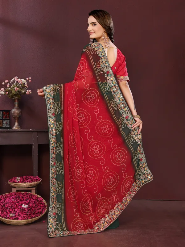 Red_Poly_Georgette_Saree_For_Women