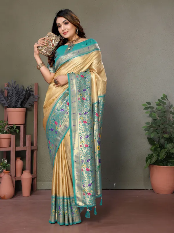 Gold_Toned_Tissue_Saree_For_Women
