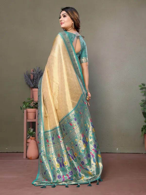 Gold_Toned_Tissue_Saree_For_Women