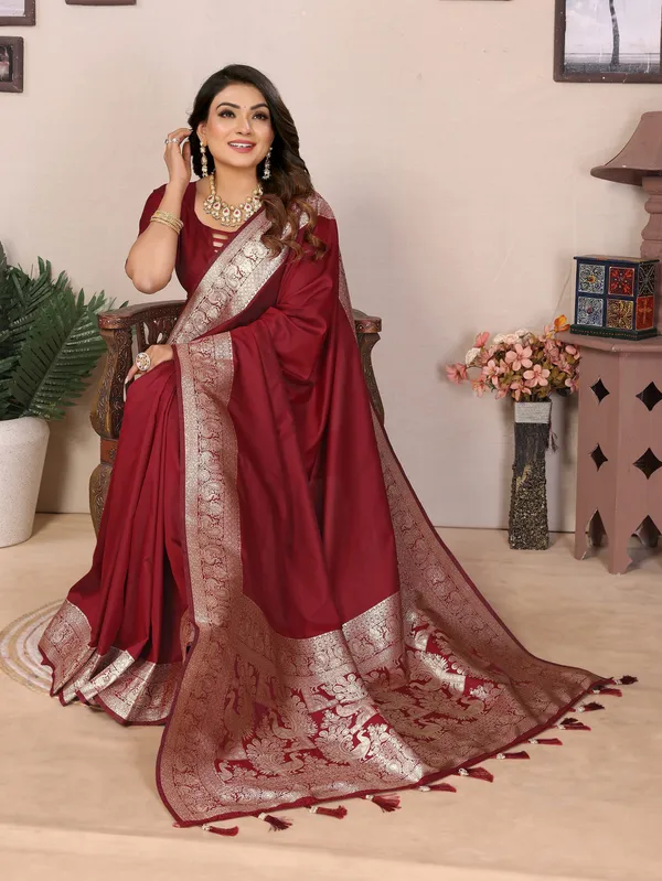 Maroon_Art_Silk_Saree_For_Women