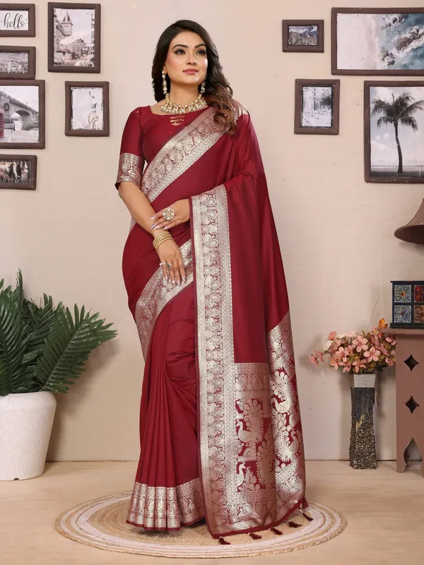 Maroon_Art_Silk_Saree_For_Women
