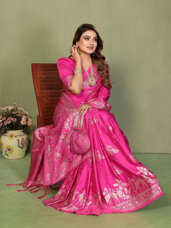 Pink_Satin_Saree_For_Women