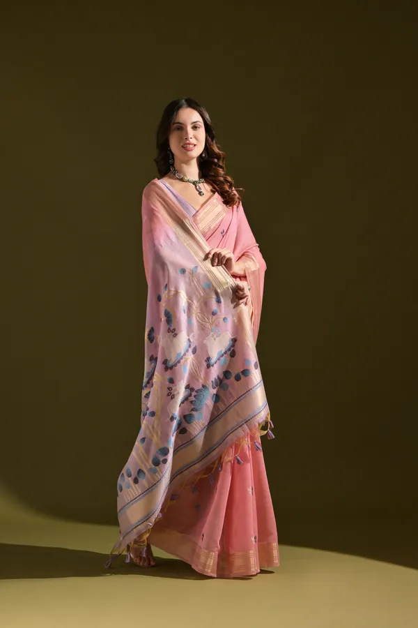 Pink_Pure_Cotton_Saree_For_Women