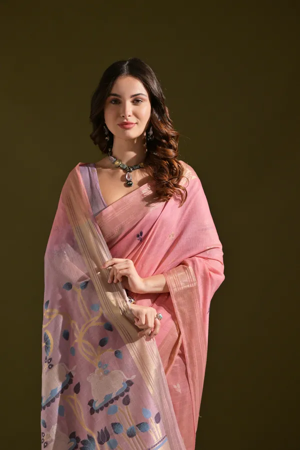 Pink_Pure_Cotton_Saree_For_Women