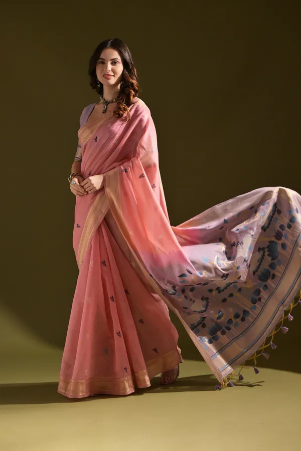 Pink_Pure_Cotton_Saree_For_Women