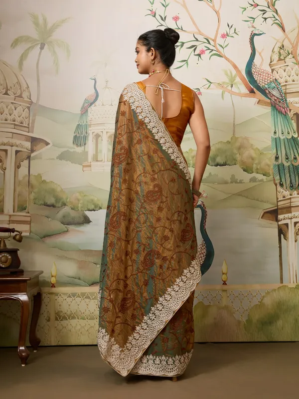 Brown_Silk_Blend_Saree_For_Women