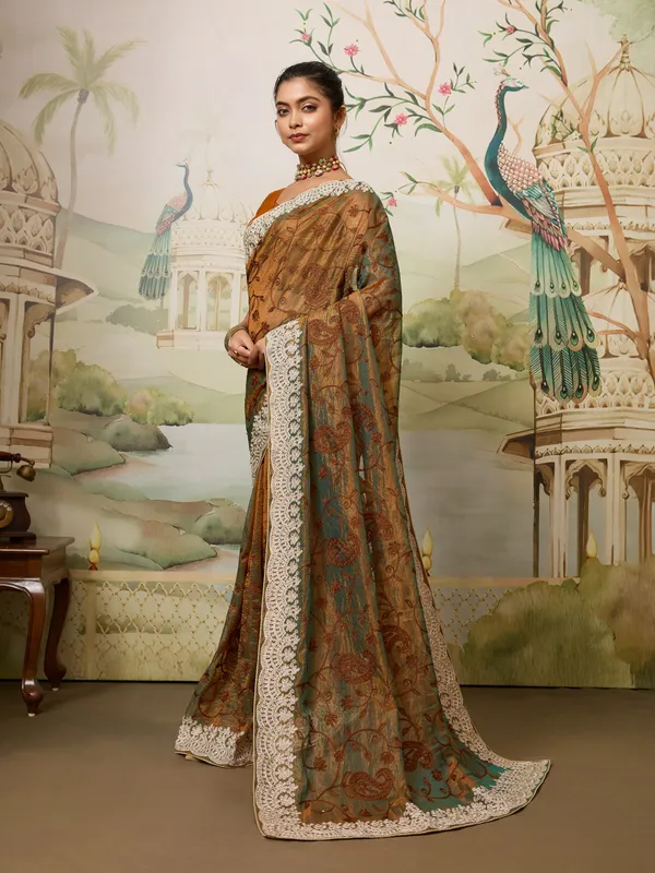 Brown_Silk_Blend_Saree_For_Women
